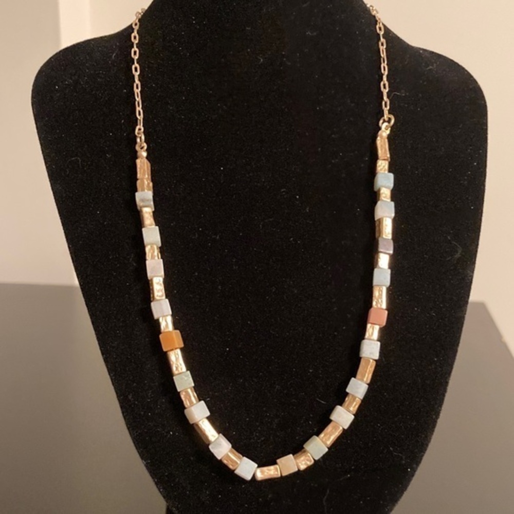 Periwinkle by Barlow Gold and Multicolor Cube Necklace